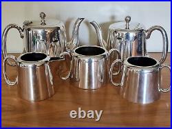 Vintage Mid-Century Silver Plate 5 Piece Tea/Coffee Set