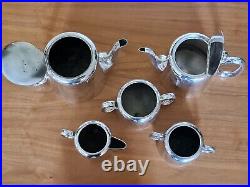 Vintage Mid-Century Silver Plate 5 Piece Tea/Coffee Set