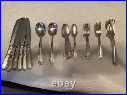 Vintage New England Silver Plate 53 Piece Flatware Set in Rosemary Pattern