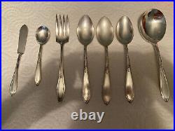 Vintage New England Silver Plate 53 Piece Flatware Set in Rosemary Pattern