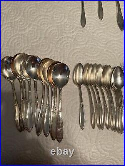 Vintage New England Silver Plate 53 Piece Flatware Set in Rosemary Pattern Vintage New England Silver Plate 53 Piece Flatware Set in Rosemary Pattern