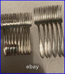 Vintage New England Silver Plate 53 Piece Flatware Set in Rosemary Pattern