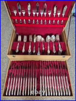 Vintage Noritake 110 Piece Silver Plated Canteen Wooden Cased Cutlery Set