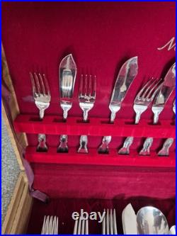 Vintage Noritake 110 Piece Silver Plated Canteen Wooden Cased Cutlery Set