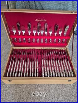 Vintage Noritake 110 Piece Silver Plated Canteen Wooden Cased Cutlery Set