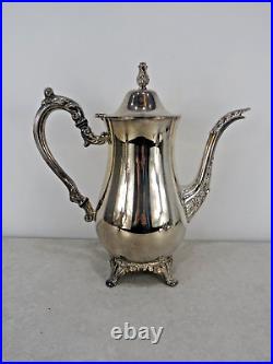 Vintage Oneida Silver Plated 5 Piece Footed Ornate Tea & Coffee Set