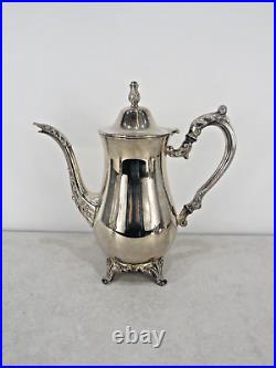 Vintage Oneida Silver Plated 5 Piece Footed Ornate Tea & Coffee Set