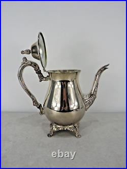 Vintage Oneida Silver Plated 5 Piece Footed Ornate Tea & Coffee Set