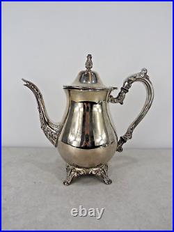 Vintage Oneida Silver Plated 5 Piece Footed Ornate Tea & Coffee Set