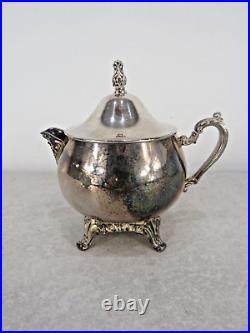 Vintage Oneida Silver Plated 5 Piece Footed Ornate Tea & Coffee Set