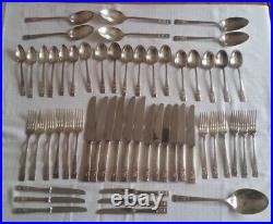 Vintage Oneida Silver Plated Community Hampton Cutlery 55 piece Collection Used