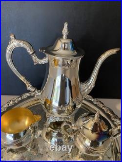 Vintage Oneida USA Silver Plate 3piece Coffee/Tea Service Set with Gorgeous Tray
