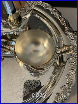 Vintage Oneida USA Silver Plate 3piece Coffee/Tea Service Set with Gorgeous Tray