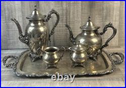 Vintage Oneida USA Silver Plate 5-piece Coffee/Tea Service Set with Tray