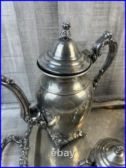 Vintage Oneida USA Silver Plate 5-piece Coffee/Tea Service Set with Tray