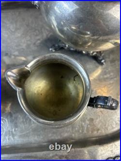 Vintage Oneida USA Silver Plate 5-piece Coffee/Tea Service Set with Tray