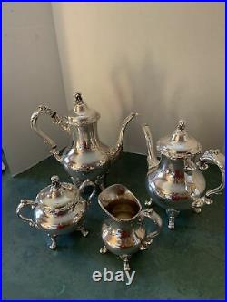 Vintage Reed & Barton Tara Hall 4 Piece Silver Plate Tea & Coffee Set Elegant