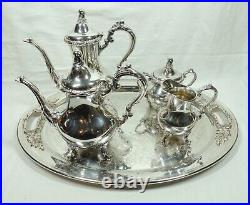 Vintage Reed & Barton Tara Hall 4 Piece Tea Service Silver Plate withGorham Tray
