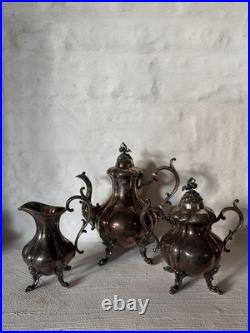 Vintage Reed and Barton Winthrop Tea Set Silver Plate 3-Piece Teapot Cream #1795