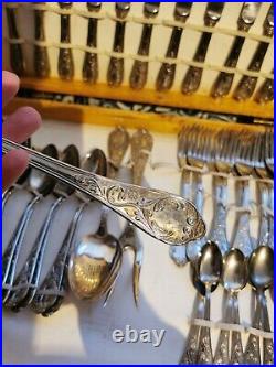 Vintage Rostfrei Solingen 800 Silver Plate Scroll Canteen Of Cutlery