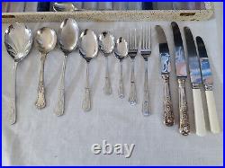 Vintage Sheffield Cutlery Set EPNS Silver Plate & Stainless Steel Mix 61 Pieces