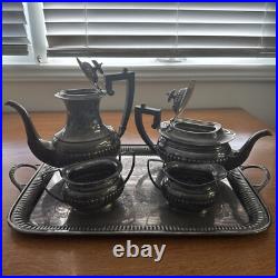 Vintage Sheffield Silver Plate Tray Serve 5 Piece Set