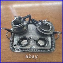 Vintage Sheffield Silver Plate Tray Serve 5 Piece Set