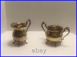 Vintage Sheridan Silver on Copper Coffee & Tea Set with Footed Tray 6 Pieces