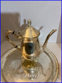 Vintage Silver Plate 4 piece Coffee Tea Pot Creamer Sugar & Tray Set