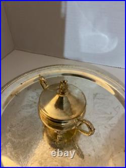 Vintage Silver Plate 4 piece Coffee Tea Pot Creamer Sugar & Tray Set