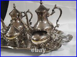 Vintage Silver Plate 5 Piece Tea or Coffee Set on Butler Tray VERY GOOD