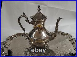 Vintage Silver Plate 5 Piece Tea or Coffee Set on Butler Tray VERY GOOD