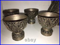 Vintage Silver Plate 6 piece Coffee/Tea Pot, & Sugar Bowl Set 4 Cups Turkey