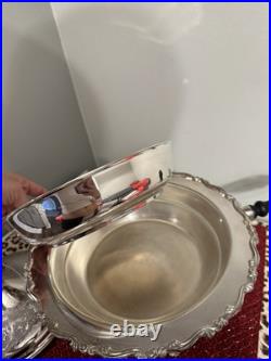 Vintage Silver Plate Chafing Dish Spring Flower Six Pieces NEW