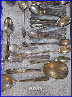 Vintage Silver Plate Flatware All Spoons 100 Piece Mix Lot Some Big Some Match