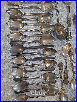 Vintage Silver Plate Flatware All Spoons 100 Piece Mix Lot Some Big Some Match