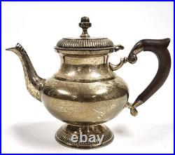 Vintage Silver Plate Tea & Coffee Set 5 Piece Service Wood Handles Unpolished