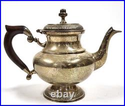 Vintage Silver Plate Tea & Coffee Set 5 Piece Service Wood Handles Unpolished