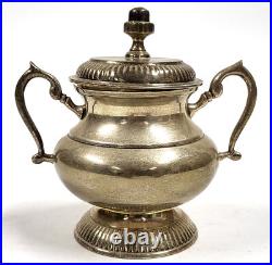 Vintage Silver Plate Tea & Coffee Set 5 Piece Service Wood Handles Unpolished