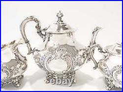 Vintage Silver Plate Tea Set Hand Chased 3 Piece Reed Barton Regent