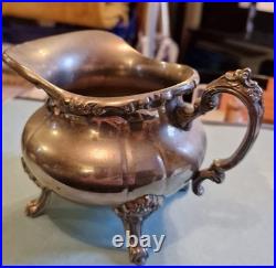 Vintage Silver Plated 4 Pieces Coffee Pot, Teapot, Creamer and Sugar Bowl Set