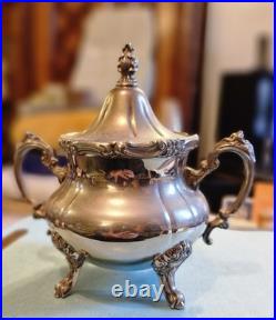 Vintage Silver Plated 4 Pieces Coffee Pot, Teapot, Creamer and Sugar Bowl Set