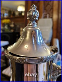 Vintage Silver Plated 4 Pieces Coffee Pot, Teapot, Creamer and Sugar Bowl Set
