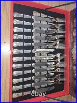Vintage Silver Plated And Stainless Steel Kings Pattern Cutlery St 51 Pieces Vgc