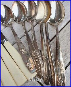 Vintage Silver Plated Bouquet Pattern 34 x piece Cutlery Set Priestley & Moore