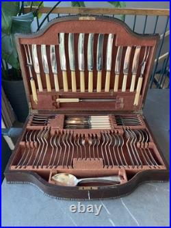 Vintage Silver Plated Canteen Cutlery 67 Pieces, 6 Places, Humphries Graham 1933