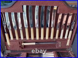 Vintage Silver Plated Canteen Cutlery 67 Pieces, 6 Places, Humphries Graham 1933