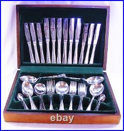 Vintage Silver Plated Cutlery Set 54 Pieces Art Deco 6 Places Monogram L Canteen