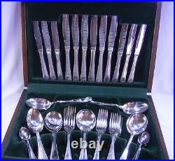 Vintage Silver Plated Cutlery Set 54 Pieces Art Deco 6 Places Monogram L Canteen