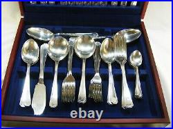 Vintage Silver Plated Cutlery Set 58 Pieces Grecian 6 Places Monogram F Canteen